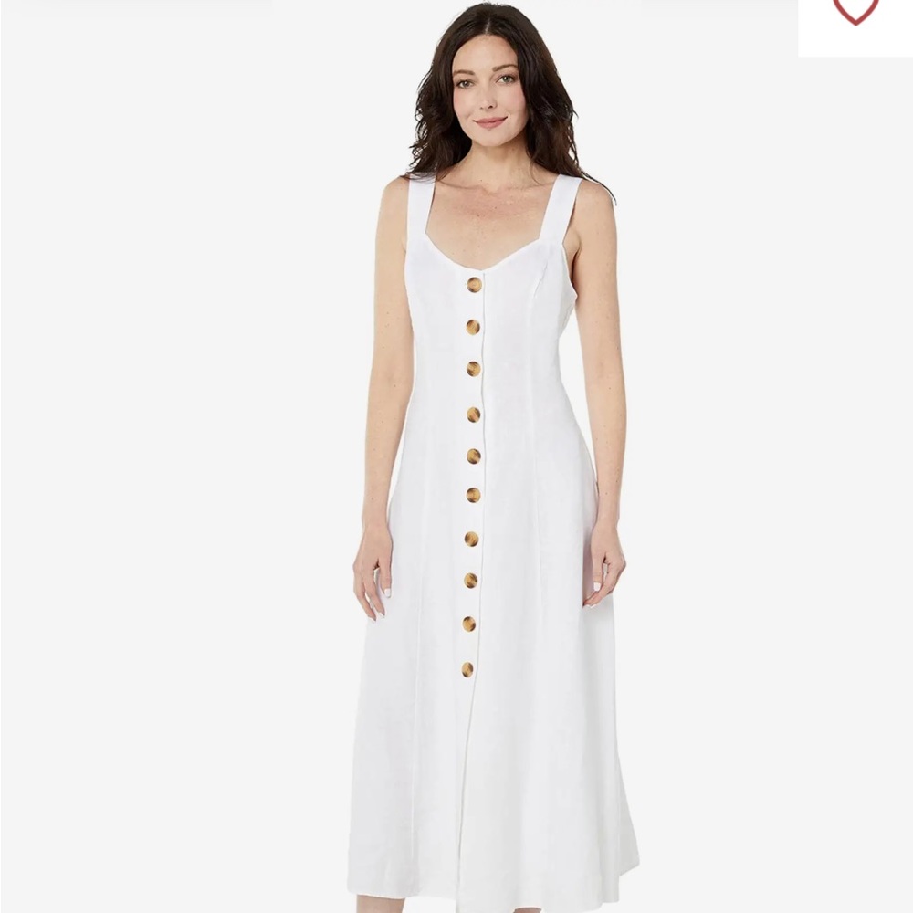 Vince Camuto sleeveless button front White Linen Dress